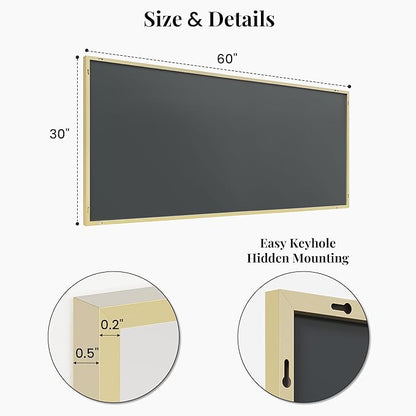60"x30" Gold Bathroom Mirror for Wall, Metal Framed Large Vanity Mirror Over