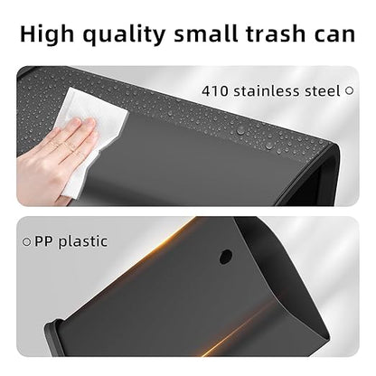 2.6 Gal Black Bathroom Trash Can, Metal Waste Baskets