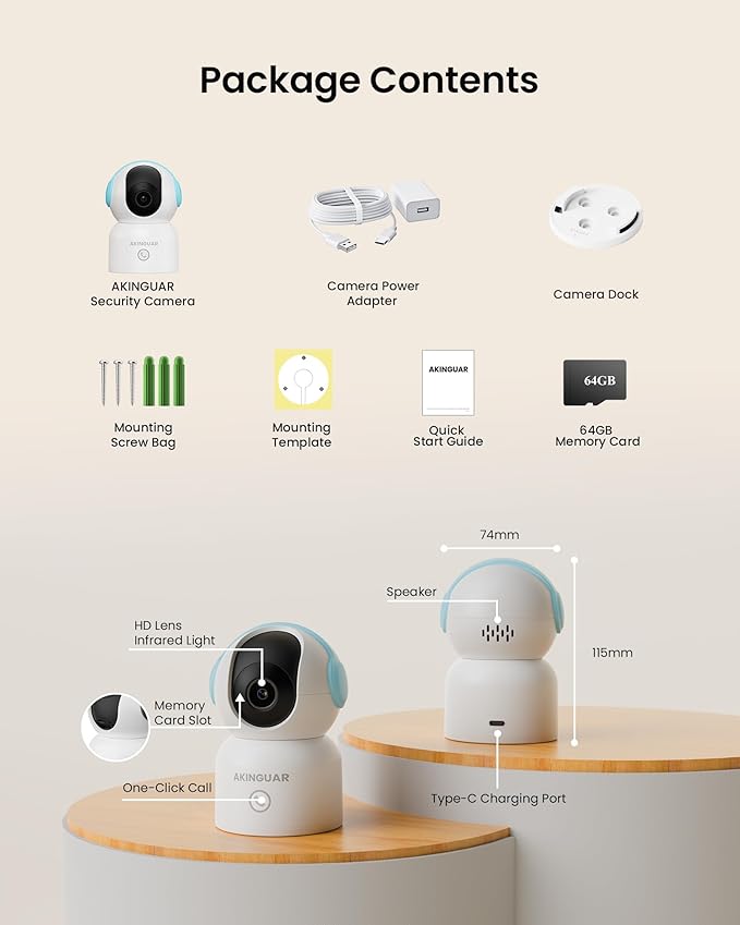 4K 8MP Indoor Security Camera, WiFi Camera