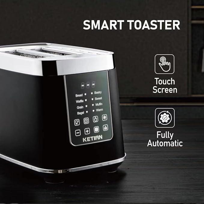 Smart Toaster Touchscreen, KETIAN Automatic Electric Digital Toaster 2 Slice