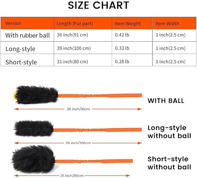 HOWGO Dog Rope,Dog Bungee Chaser 100% Sheepskin,Sheep Smell Tug for All Breeds(Orange, Long Without Ball 2Pack)