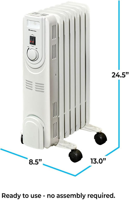 Comfort Zone Electric Oil-Filled Radiant Radiator Space Heater, Never Refill