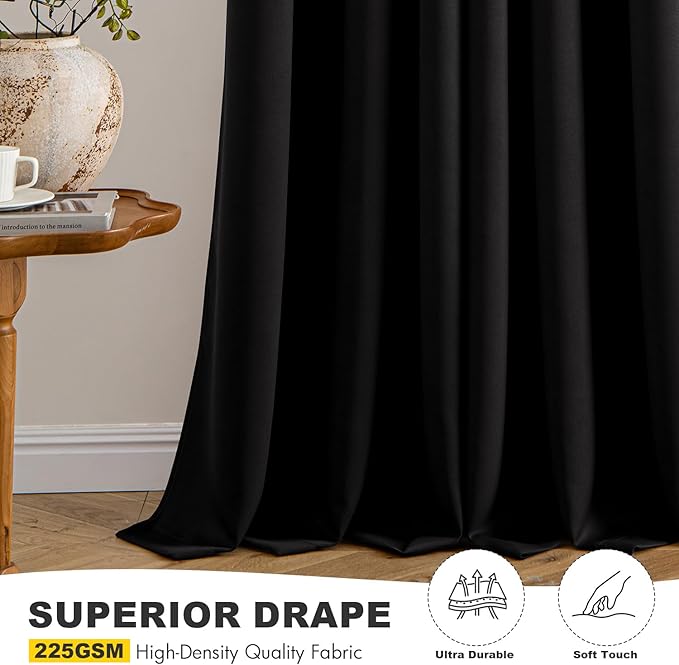 MIULEE Black Blackout Curtains