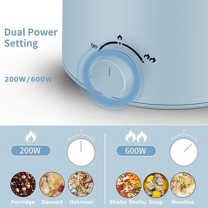 Topwit Hot Pot Electric with Steamer, 1.6L Ramen Cooker, Electric Pot