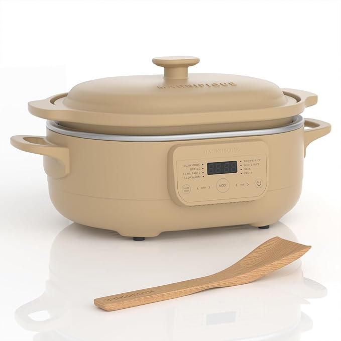 MAGNIFIQUE 4 Quart Programmable Casserole Slow Cooker, 8-in-1 Multi Cooker