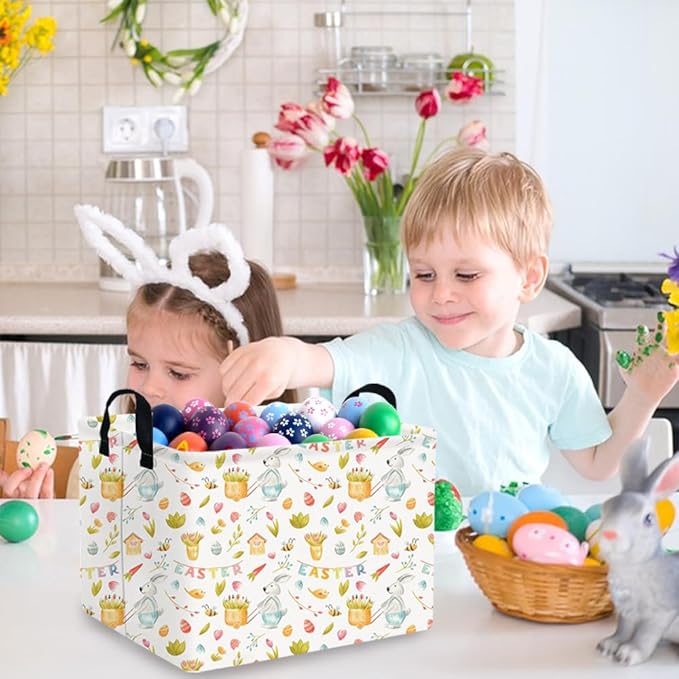 Rectangular Easter basket,Easter basket empty,Kids Storage Baskets for kids Bedroom,Gift bin,Kids Storage Bin,Easters gift baskets,Kids home Decor(Bee Easter egg)