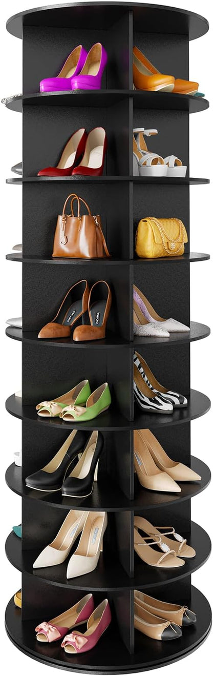 SpaceAid 8 Tier Rotating Shoe Rack Tower, Spinning Shoe Display Lazy Susan