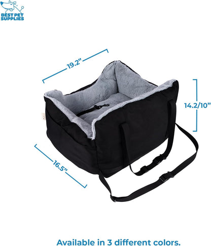 Best Pet Supplies Dog Pet Booster Seat, Dog Car Seats for Small Dogs & Medium Dogs, Soft Plush Cushion with Comfortable Bedding, Secure Straps, and Tall Pillow, Black