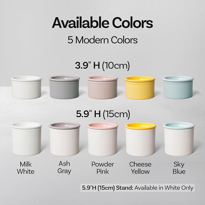 Hello Bowl Elevated Ceramic Cat Bowl with Stand, Raised Whisker-Friendly Feeding Bowl for Cats & Small Dogs, Patented Design, Made in Korea (Yellow, Square Only/Dry)