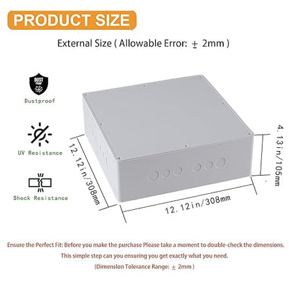 12" x 12" x 4" PVC Plastic Junction Box