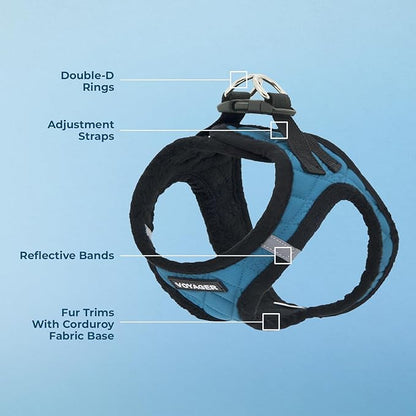 Best Pet Supplies - All Weather Mesh / Plush, Reflective, No Pull Harness for Small, Medium Dogs, Cats - Secure with Hook & Loop Fastener, Buckle, Double D-Rings - Turquoise Plush, S