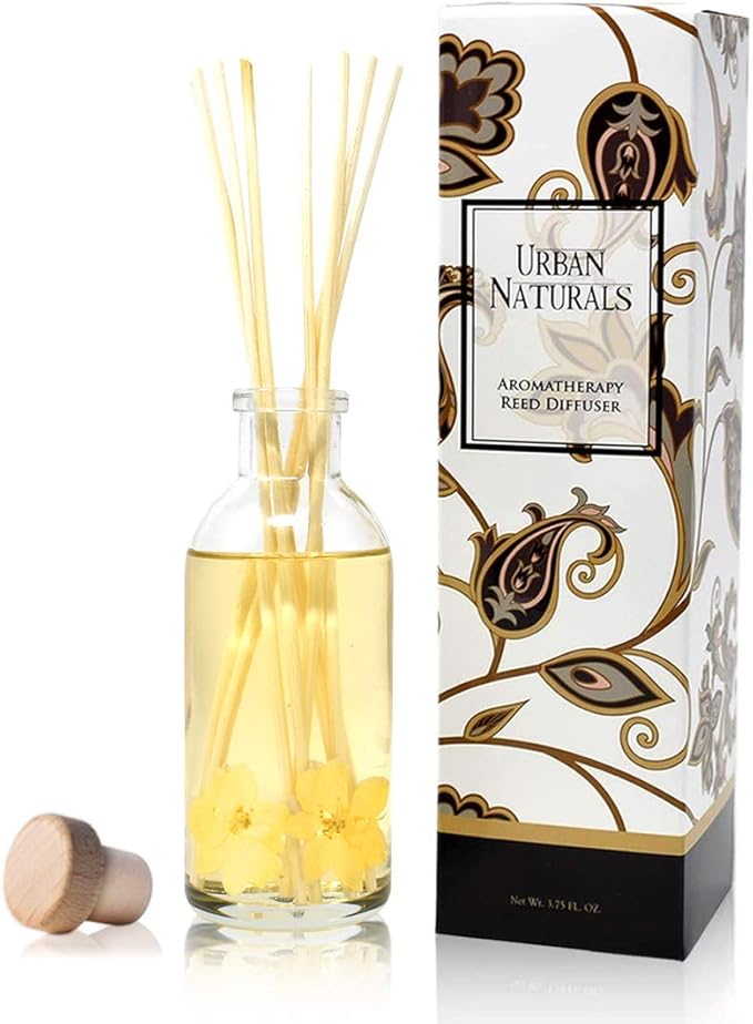 Urban Naturals Vanilla Orchid and Almond Scented Reed Diffuser Oil Set | Rich