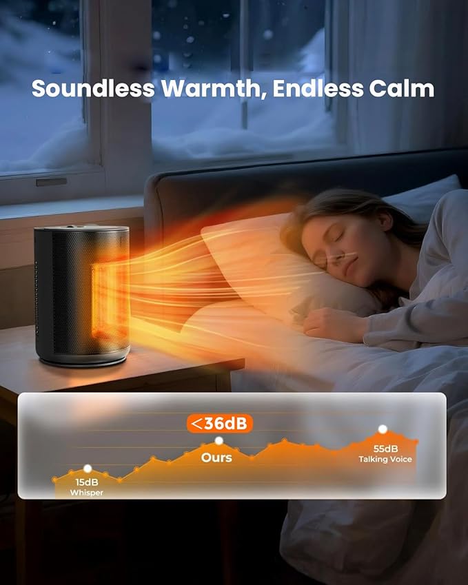 Portable Ceramic Space Heater w/Thermostat, 1500W Indoor Electric Mini Heater