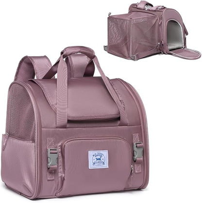 Pet Backpack Carrier for Small Dogs Medium Cats, Puppies,Breathable and Collapsible Design, Portable Travel Bag for Bearded Dragon,Rabbit Cage (Purple, Large)