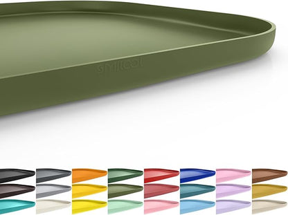 SMILOOL Waterproof Silicone Pet Food Mat with Raised Edge for Dog & Cat | 19" x 12" Non-Slip Pet Feeding Mats with Lip for Food & Water Bowl, Food Grade, Easy Cleaning, Light Olive Green