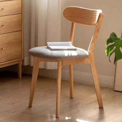 Hymus 100% Solid Oak Wood Dining Room Chairs - Practical Kitchen Chairs for Dining Room, Kitchen, Living Room (2, Natural with Grey Cushion)