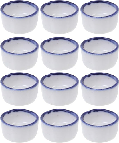 12pcs Small Ceramic Water Feeder Bowls and Spiders Mini Reptile Tank Water Containers Terrarium Basins for Small Pets