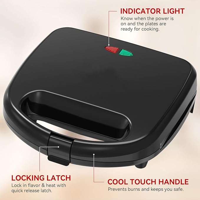 OSTBA Waffle Maker, 2 Slice Non-Stick Waffle Iron, Belgian Waffle Machine