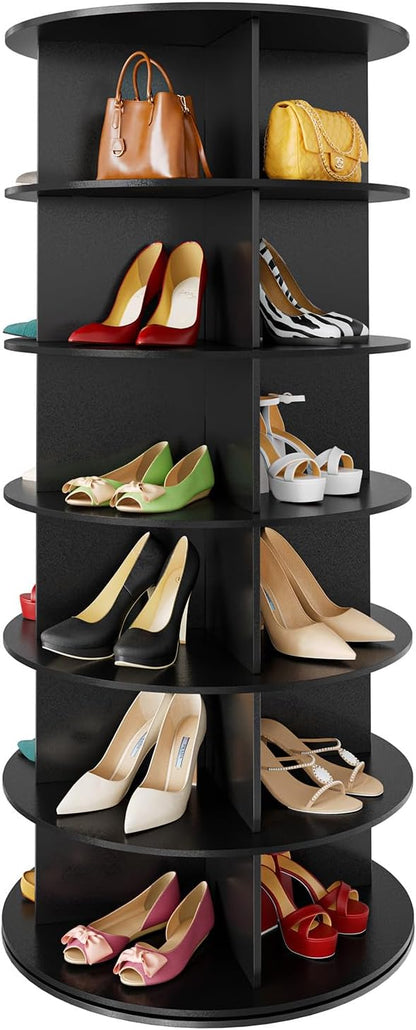 SpaceAid 6 Tier Rotating Shoe Rack Tower, Spinning Shoe Display Lazy Susan