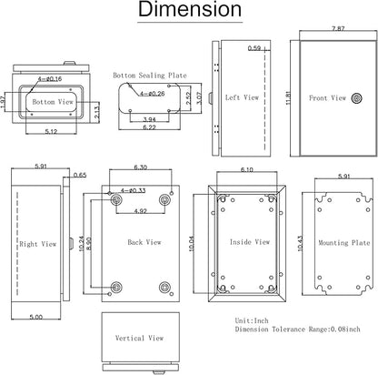 VEVOR NEMA Steel Enclosure 12×8×6, NEMA 4X Steel Electrical Box, IP66