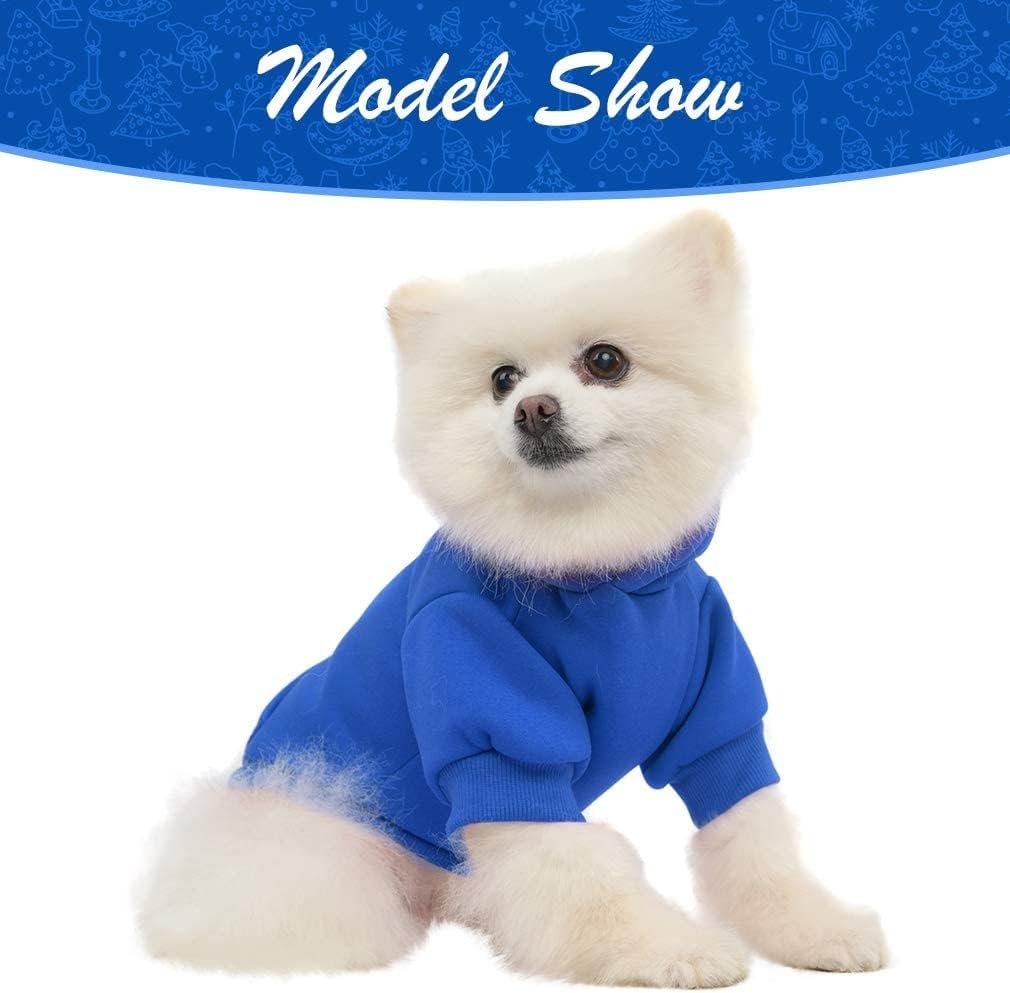 KOOLTAIL Basic Dog Hoodie - Soft and Warm Dog Hoodie Sweater with Leash Hole and Pocket, Dog Winter Coat, Cold Weather Clothes Sweatshirt for Small Medium Large Dogs Puppy Cat Boys Girls Blue SM