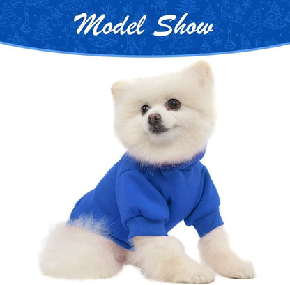 KOOLTAIL Basic Dog Hoodie - Soft and Warm Dog Hoodie Sweater with Leash Hole and Pocket, Dog Winter Coat, Cold Weather Clothes Sweatshirt for Small Medium Large Dogs Puppy Cat Boys Girls Blue SM