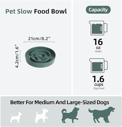 Ceramic 1.6 Cup Slow Feeder Dog Bowl