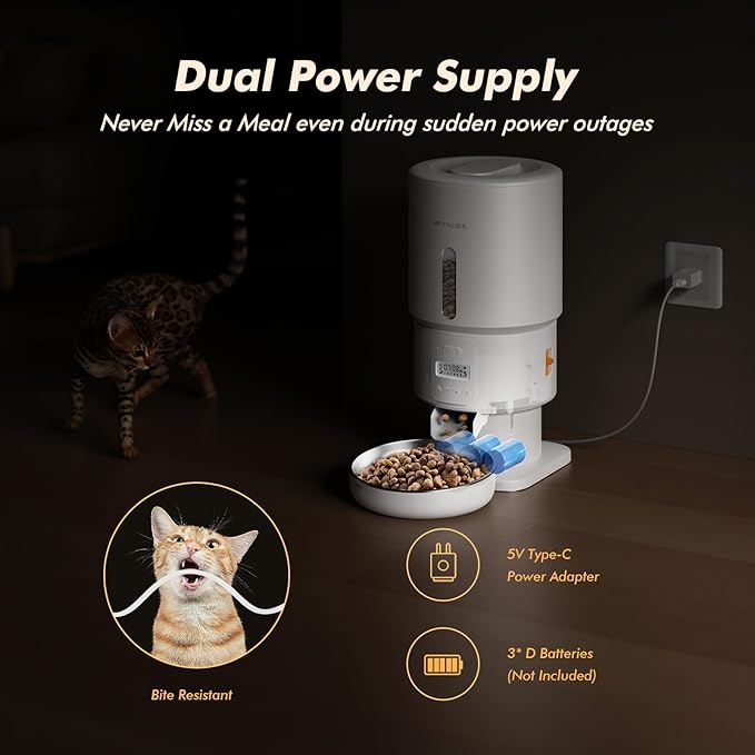 Automatic Cat Feeder - 5L Anti-Clog Cat Food Dispenser Keeps 2-15mm Dry Food