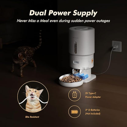 Automatic Cat Feeder - 5L Anti-Clog Cat Food Dispenser Keeps 2-15mm Dry Food