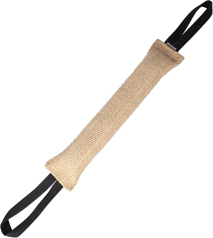 Dingo Gear, Natural Jute tug Toy for Dog Training Agility tug of war, Bumper Toy Dog bite, 2 Handles 16" S00148