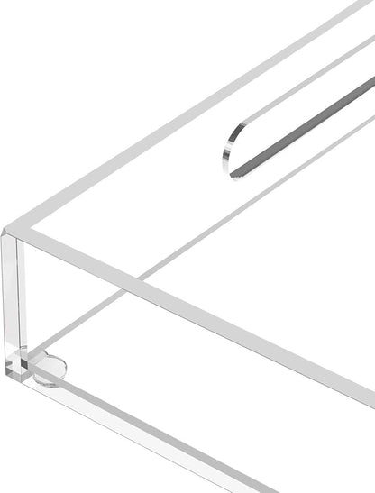 Acrylic Serving Tray with Handles-12x12x2.36Inch-Decorative Tray Letter Tray Organizer for Ottoman Coffee Table Countertop, Clear