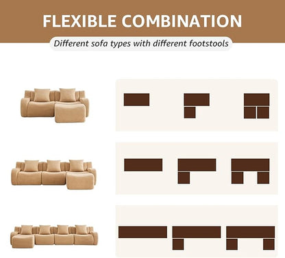 Camel 3-Seater Cloud Couch, Modern Teddy Fabric Boneless Sectional Sofa in a Box for Living Room, Modular Floor Couch, Deep Seat, No Assembly Required, Sofas para Sala