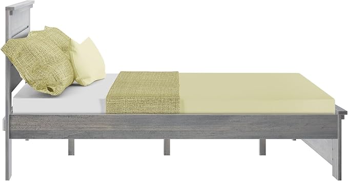 Max & Lily Modern Farmhouse Twin Bed, Bed Frame with Headboard For Kids, Panel, Driftwood
