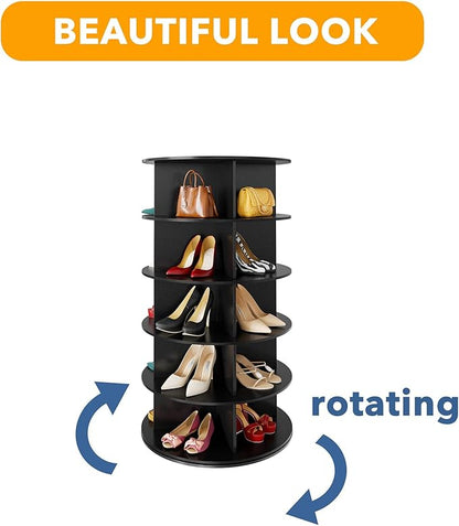 SpaceAid 5 Tier Rotating Shoe Rack Tower, Spinning Shoe Display Lazy Susan