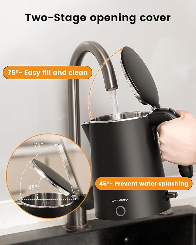 Electric Kettle Stainless Steel, 1.0L Small Water Boiler 1200W Fast Boiling