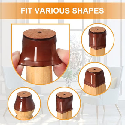 24 Pcs Chair Leg Floor Protectors for Hardwood Floors Silicone Covers to Protect Wood Tile Floors Felt Bottom Furniture Leg Caps Anti-Scratch Reduce Noise (Fit:0.9"-1.29")