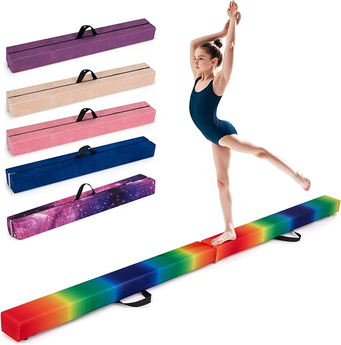 Giantex 7FT/8FT/9FT Balance Beam, Folding Gymnastics Beam w/Carry Handles