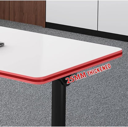 JQUZPCV Conference Table Foldable Meeting Tables, Mobile Training Table with Wheels, Flip Top Rolling Seminar Meeting Table for Office,Meeting Room,classr (White, 63×23.6×29.5in)