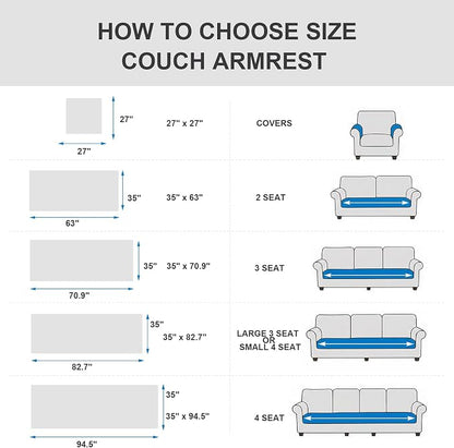 FUANGUI Waterproof Armrest Couch Cover for Dogs, Washable Backrest Cover | Soft Recliner Chair Protector, Cat Dog Armchair Armrest Cover Non-Slip Couch Covers Sofa Pet Friendly