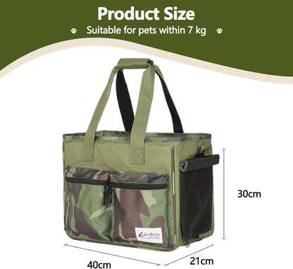 Cat Carrier Bag, Foldable Pet Bag Airline Approved, Pet Travel Carrier for Medium Cats Small Cats Dogs, Sturdy Transport Carriers Long Trips(Green)