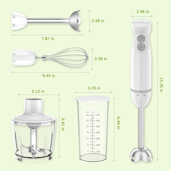 Bonsenkitchen Hand Blender, Immersion Blender
