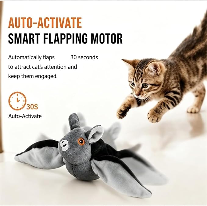 Flying Bat Dog Toy, 2026 New Flying Bat Toy for Dogs, Flapping Wings Interactive Pet Toy with Chirping Engages Cats and Dogs, Detachable USB Rechargeable, Hanging and Ground Play ，Owl：1PCS