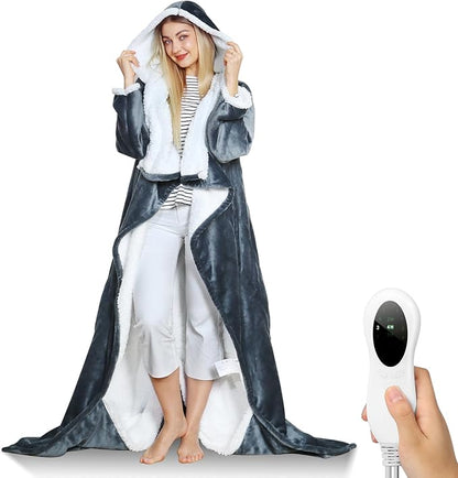 Wearable Electric Blankets, Heated Snuggle Blanket, Foot Pocket, 10 Heating 3