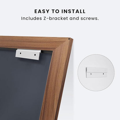 Amorho Bathroom Mirror, 48X32 Inch Wall Mirror, Walnut Wood Grain Metal Framed