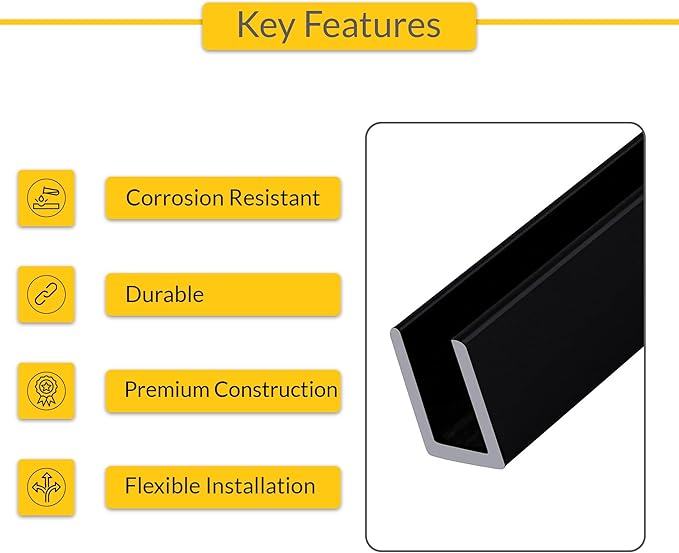 Brixwell SDCD3812MBL-CCP12-XCP10 Matte Black Frameless Shower Door Aluminum