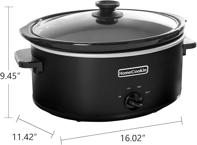 HOMECOOKIN 7 Quart Slow Cooker Oval Manual Pot Food Warmer