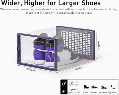 Kuject X-Large Shoe Storage Boxes Organizers Clear Plastic Stackable 12 Pack