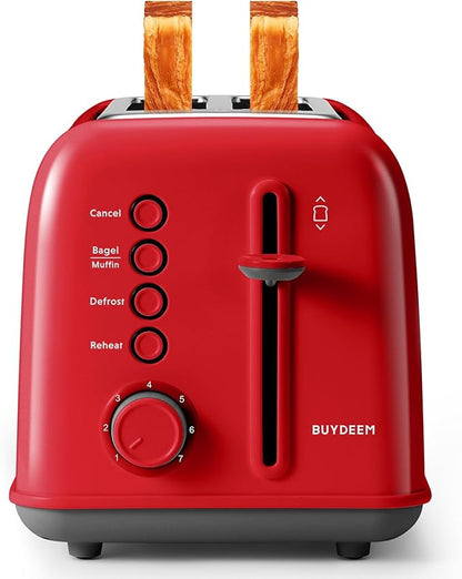 BUYDEEM DT620 2-Slice Toaster, Extra Wide Slots, Retro Stainless Steel