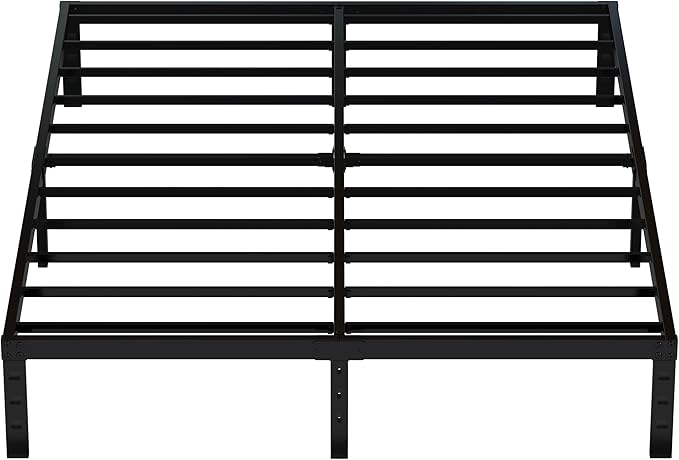 King Size Bed Frame No Box Spring Needed, 12 Inch Heavy Duty King Platform Bed Frame Support Up to 3000 lbs, Easy Assembly, Noise Free, Black