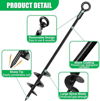 4 Pack 30" Heavy Duty Ground Anchors Shed Anchors Kit with 3/16" Galvanized Cable & M6 304 Stainless Steel Turnbuckles, Earth Anchors for Mobile Home Carport Gazebo Trampoline
